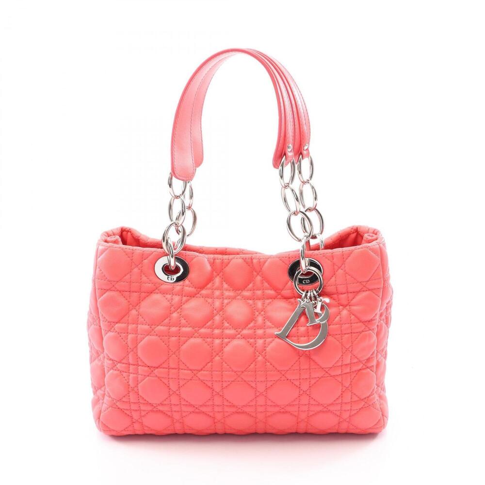 Christian Dior Dior Cannage Tote Bag Handbag Leather Women's Pink